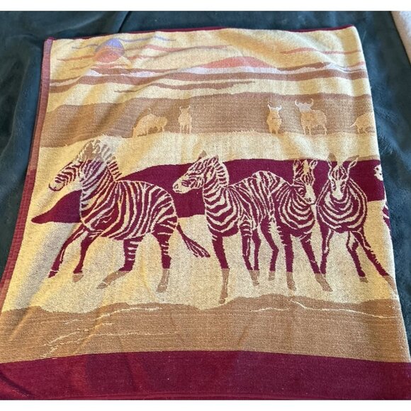 Beach Towel Body Towel SAFARI Giraffe Zebra Saydah Vintage 100% Cotton 56" x 30" - Picture 10 of 10